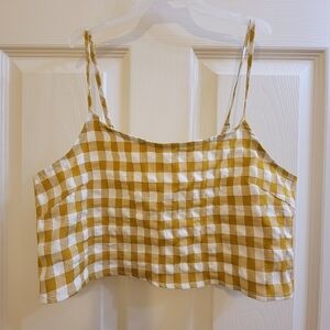 Cloud Ten Gold Gingham Crop Top Size Small